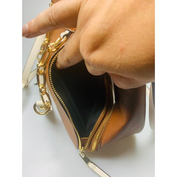 Mia K Collection Brown and Light Beige Tote Bag with Detachable Shoulder Strap - Picture 8 of 11